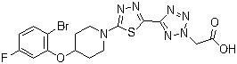 结构式 CAS# 1030612-87-3, 5-[5-[4-(2-溴-5-氟苯氧基)-1-哌啶基]-1,3,4-噻二唑-2-基]-2H-四唑-2-乙酸
