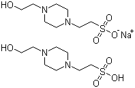 structure of CAS# 103404-87-1, 4-(2-Hydroxyethyl)piperazine-1-ethanesulfonic acid hemisodium salt;HEPES hemisodium salt