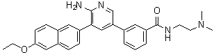 结构式 CAS# 1034297-58-9, 3-[6-氨基-5-(6-乙氧基-2-萘基)-3-吡啶基]-N-[2-(二甲基氨基)乙基]苯甲酰胺