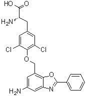 structure of CAS# 1037592-40-7, O-[(5-Amino-2-phenyl-7-benzoxazolyl)methyl]-3,5-dichloro-L-tyrosine;JPH 203