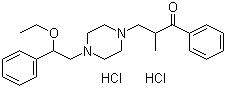 结构式 CAS# 10402-53-6, 盐酸依普拉酮; 1-(2-苯甲酰丙基)-4-(2-乙氧基-2-苯基乙基)哌嗪二盐酸盐