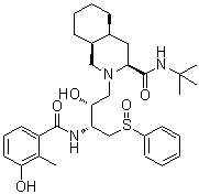 结构式 CAS# 1041389-28-9, (3S,4aS,8aS)-N-(叔丁基)十氢-2-[(2R,3R)-2-羟基-3-[(3-羟基-2-甲基苯甲酰)氨基]-4-(苯基亚磺酰基)丁基]-3-异喹啉甲酰胺