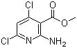 structure of CAS# 1044872-40-3, Methyl 2-amino-4,6-dichloropyridine-3-carboxylate;2-Amino-4,6-dichloropyridine-3-carboxylic acid methyl ester