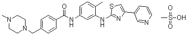 structure of CAS# 1048007-93-7, Masitinib mesylate;4-[(4-Methyl-1-piperazinyl)methyl]-N-[4-methyl-3-[[4-(3-pyridinyl)-2-thiazolyl]amino]phenyl]benzamide methanesulfonate (1:1)