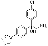 结构式 CAS# 1056901-62-2, (+)-(S)-2-氨基-1-(4-氯苯基)-1-[4-(1H-吡唑-4-基)苯基]乙醇