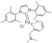 structure of CAS# 1058661-78-1, Chloro(1,3-dimesitylimidazol-2-ylidene)(N,N-dimethylbenzylamine)palladium(II)