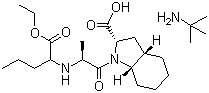 结构式 CAS# 107133-36-8, 培哚普利; (2S,3aS,7aS)-1-[(2S)-2-[[(1S)-1-(乙氧羰基)丁基]氨基]丙酰基]八氢-1H-吲哚-2-羧酸叔丁胺盐