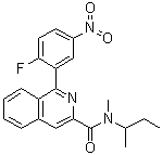 structure of CAS# 107257-28-3, 1-(2-Fluoro-5-nitrophenyl)-N-methyl-N-(1-methylpropyl)-3-isoquinolinecarboxamide;PK 14105