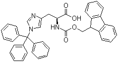 结构式 CAS# 109425-51-6, N-Fmoc-N'-三苯甲基-L-组氨酸; N-芴甲氧羰基-N'-三苯甲基-L-组氨酸