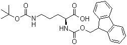 结构式 CAS# 109425-55-0, N-Fmoc-N'-Boc-L-鸟氨酸; N-芴甲氧羰基-N'-叔丁氧羰基-L-鸟氨酸