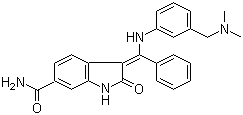 structure of CAS# 1094614-84-2, 3-[[[3-[(Dimethylamino)methyl]phenyl]amino]phenylmethylene]-2,3-dihydro-2-oxo-1H-indole-6-carboxamide;BIX 02188