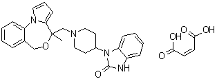 structure of CAS# 109826-27-9, Zaldaride maleate;1,3-Dihydro-1-[1-[(4-methyl-4H,6H-pyrrolo[1,2-a][4,1]benzoxazepin-4-yl)methyl]-4-piperidinyl]-2H-benzimidazol-2-one (Z)-2-butenedioate (1:1); CGS 9343B; KW 5617; Zy 17617B