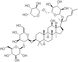 structure of CAS# 11021-13-9, Ginsenoside Rb2;20-((6-O-alpha-L-Arabinopyranosyl-beta-D-glucopyranosyl)oxy)-12beta-hydroxydammar-24-en-3beta-yl 2-O-beta-D-glucopyranosyl-beta-D-glucopyranoside