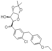 结构式 CAS# 1103738-30-2, (5S)-1-C-[4-氯-3-[(4-乙氧基苯基)甲基]苯基]-4,5-O-(1-甲基亚乙基)-D-戊二醛-5,2-呋喃木糖