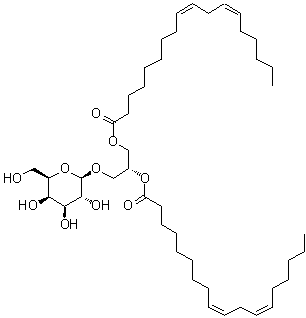结构式 CAS# 111187-15-6, (2R)-2,3-二[[(9Z,12Z)-1-氧代-9,12-十八碳二烯-1-基]氧基]丙基 beta-D-吡喃半乳糖苷