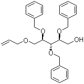 结构式 CAS# 111549-97-4, 5-O-烯丙基-2,3,4-三-O-苄基-D-核糖醇