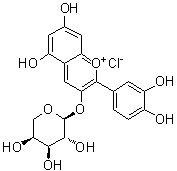 结构式 CAS# 111613-04-8, 矢车菊素 3-O-alpha-L-阿拉伯糖吡喃糖苷