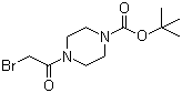 structure of CAS# 112257-12-2, tert-Butyl 4-(2-bromoacetyl)piperazine-1-carboxylate;1-(Bromoacetyl)-4-(tert-butoxycarbonyl)piperazine; 4-(Bromoacetyl)-1-piperazinecarboxylic acid tert-butyl ester; 4-(2-Bromoacetyl)-1-Piperazinecarboxylic acid 1,1-dimethylethyl ester