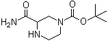 structure of CAS# 112257-24-6, 4-(tert-Butoxycarbonyl)piperazine-2-carboxamide;tert-Butyl 3-aminocarbonyl-1-piperazinecarboxylate; tert-Butyl 3-carbamoylpiperazine-1-carboxylate