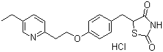 结构式 CAS# 112529-15-4, 盐酸吡格列酮; 5-{4-[2-(5-乙基-2-吡啶)-乙氧基]-苯基}-2,4-噻唑烷二酮盐酸盐