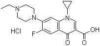 结构式 CAS# 112732-17-9, 盐酸恩诺沙星; 1-环丙基-7-(4-乙基-1-哌嗪基)-6-氟-1,4-二氢-4-氧代-3-喹啉羧酸盐酸盐