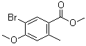 structure of CAS# 1131587-94-4, 5-Bromo-4-methoxy-2-methylbenzoic acid methyl ester
