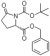 结构式 CAS# 113400-36-5, N-叔丁氧羰基-L-焦谷氨酸苄酯