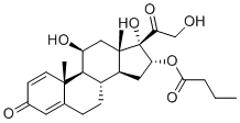structure of CAS# 113930-13-5, Budesonide EP Impurity I;[(8S,9S,10R,11S,13S,14S,16R,17S)-11,17-dihydroxy-17-(2-hydroxyacetyl)-10,13-dimethyl-3-oxo-7,8,9,11,12,14,15,16-octahydro-6H-cyclopenta[a]phenanthren-16-yl] butanoate