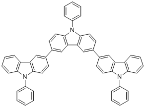 structure of CAS# 1141757-83-6, 3,6-Bis(9-phenyl-9H-carbazol-3-yl)-9-phenyl-9H-carbazole;9-phenyl-3,6-bis(9-phenylcarbazol-3-yl)carbazole;Tris-PCz