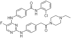 结构式 CAS# 1158838-45-9, N-(2-氯苯基)-4-[[2-[[4-[2-(4-乙基-1-哌嗪基)-2-氧代乙基]苯基]氨基]-5-氟-4-嘧啶基]氨基]苯甲酰胺
