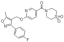 structure of CAS# 1159600-41-5, Basmisanil;(1,1-Dioxo-4-thiomorpholinyl)[6-[[3-(4-fluorophenyl)-5-methylisoxazol-4-yl]methoxy]pyridin-3-yl]methanone; Basmisanil; RG 1662