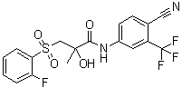structure of CAS# 1159977-36-2, N-[4-Cyano-3-(trifluoromethyl)phenyl]-3-[(2-fluorophenyl)sulfonyl]-2-hydroxy-2-methylpropanamide