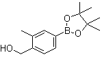 structure of CAS# 1160430-87-4, 4-(Hydroxymethyl)-3-methylphenylboronic acid pinacol ester;2-Methyl-4-(4,4,5,5-tetramethyl-1,3,2-dioxaborolan-2-yl)benzenemethanol
