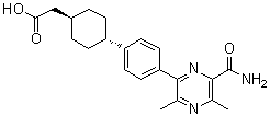 structure of CAS# 1166827-44-6, AZD 7687;[trans-4-[4-(6-Carbamoyl-3,5-dimethylpyrazin-2-yl)phenyl]cyclohexyl]acetic acid