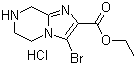 structure of CAS# 1170568-70-3, 3-Bromo-5,6,7,8-tetrahydroimidazo[1,2-a]pyrazine-2-carboxylic acid ethyl ester hydrochloride