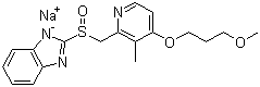结构式 CAS# 117976-90-6, 雷贝拉唑钠; 2-{[4-(3-甲氧基丙氧基)-3-甲基吡啶-2-基]甲亚磺酰基}-1H-苯并咪唑钠