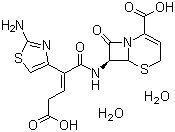 structure of CAS# 118081-34-8, Ceftibuten dihydrate;(+)-(6R,7R)-7-[2-(2-Amino-1,3-thiazol-4-yl)-4-carboxy-2-butenamide]-8-oxo-5-thia-1-azabicyclo[4.2.0]oct-2-ene-2-carboxylic acid dihydrate
