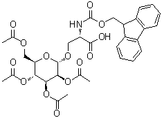 structure of CAS# 118358-80-8, N-[(9H-Fluoren-9-ylmethoxy)carbonyl]-O-(2,3,4,6-tetra-O-acetyl-alpha-D-mannopyranosyl)-L-serine