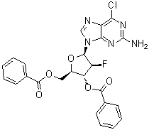 structure of CAS# 118373-61-8, 6-Chloro-9-(3,5-di-O-benzoyl-2-deoxy-2-fluoro-beta-D-arabinofuranosyl)-9H-purin-2-amine