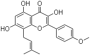 structure of CAS# 118525-40-9, Icaritin;3,5,7-Trihydroxy-2-(4-methoxyphenyl)-8-(3-methyl-2-buten-1-yl)-4H-1-benzopyran-4-one