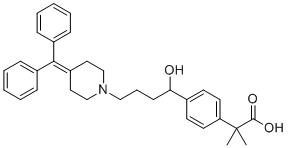 结构式 CAS# 1187954-57-9, 2-(4-(4-(4-(二苯基亚甲基)哌啶-1-基)-1-羟基丁基)苯基)-2-甲基丙酸