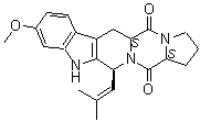 structure of CAS# 118974-02-0, Fumitremorgin C;12alpha-Fumitremorgin C; (5aS,12S,14aS)-1,2,3,5a,6,11,12,14a-Octahydro-9-methoxy-12-(2-methyl-1-propen-1-yl)-5H,14H-pyrrolo[1'',2'':4',5']pyrazino[1',2':1,6]pyrido[3,4-b]indole-5,14-dione