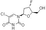 结构式 CAS# 119644-22-3, 2',3'-二脱氧-3'-氟-5-氯尿苷