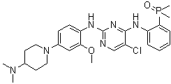 structure of CAS# 1197958-12-5, 5-Chloro-N2-[4-[4-(dimethylamino)-1-piperidinyl]-2-methoxyphenyl]-N4-[2-(dimethylphosphinyl)phenyl]-2,4-pyrimidinediamine