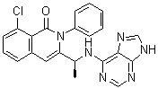 structure of CAS# 1201438-56-3, Duvelisib;INK 1197; IPI 145; 8-Chloro-2-phenyl-3-[(1S)-1-(9H-purin-6-ylamino)ethyl]-1(2H)-isoquinolinone