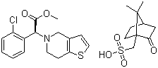 structure of CAS# 120202-68-8, Clopidogrel camphorsulfonate;(+)-Clopidogrel (-)-(1R)-camphor-10-sulfonate; (S)-alpha-(2-Chlorophenyl)-6,7-dihydrothieno[3,2-c]pyridine-5(4H)-acetic acid methyl ester (1R)-7,7-dimethyl-2-oxobicyclo[2.2.1]heptane-1-methanesulfonate