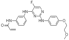 结构式 CAS# 1202757-89-8, N-[3-[[5-氟-2-[[4-(2-甲氧基乙氧基)苯基]氨基]-4-嘧啶基]氨基]苯基]-2-丙烯酰胺