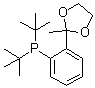 structure of CAS# 1202864-99-0, 2'-(Di-tert-butylphosphino)acetophenone ethylene ketal;Bis(1,1-dimethylethyl)[2-(2-methyl-1,3-dioxolan-2-yl)phenyl]phosphine
