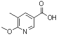 结构式 CAS# 1211531-94-0, 6-甲氧基-5-甲基-3-吡啶羧酸