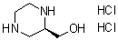structure of CAS# 1217482-26-2, (2R)-2-Piperazinemethanol hydrochloride (1:2)
